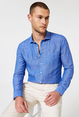 Singh Linen Shirt, Cobalt, hi-res
